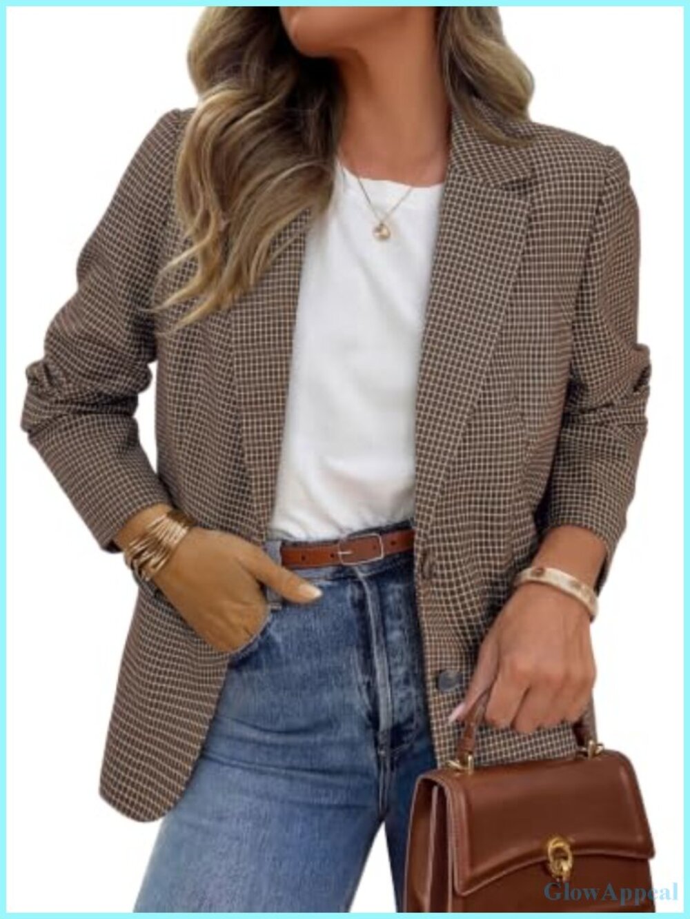PRETTYGARDEN Women's Plaid Blazer Business Casual Long Sleeve Button Front